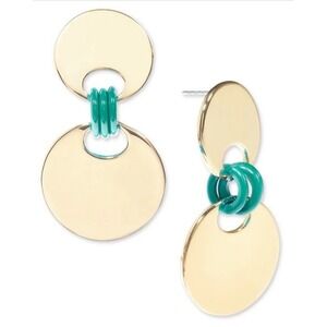 On 34th Gold-Tone Disc‎ & Color Ring Drop Earrings for Women NWT